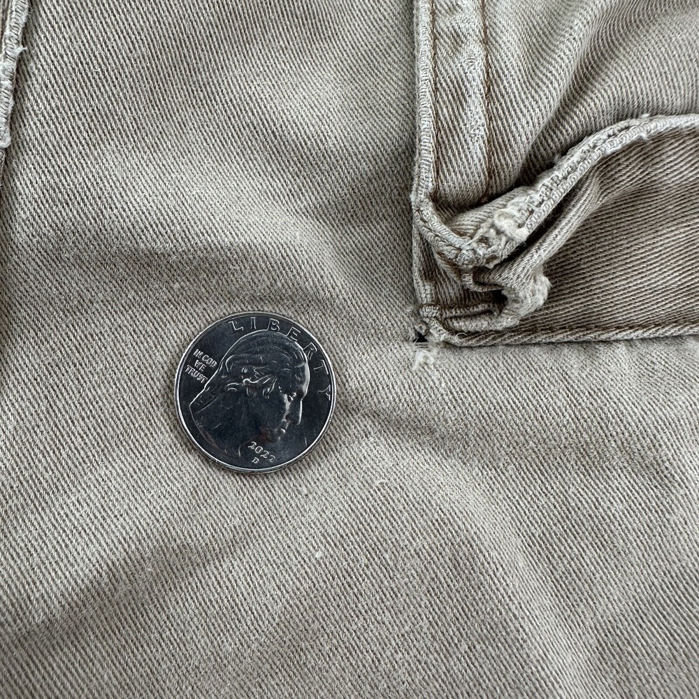 VTG Y2K Distressed Aeropostale Cargo Shorts Men 33 Beige Khaki Cutoffs Tag 34 - Picture 14 of 15